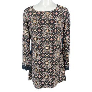 Xhilaration Aztec Print Long Sleeve Boho Tunic Dress